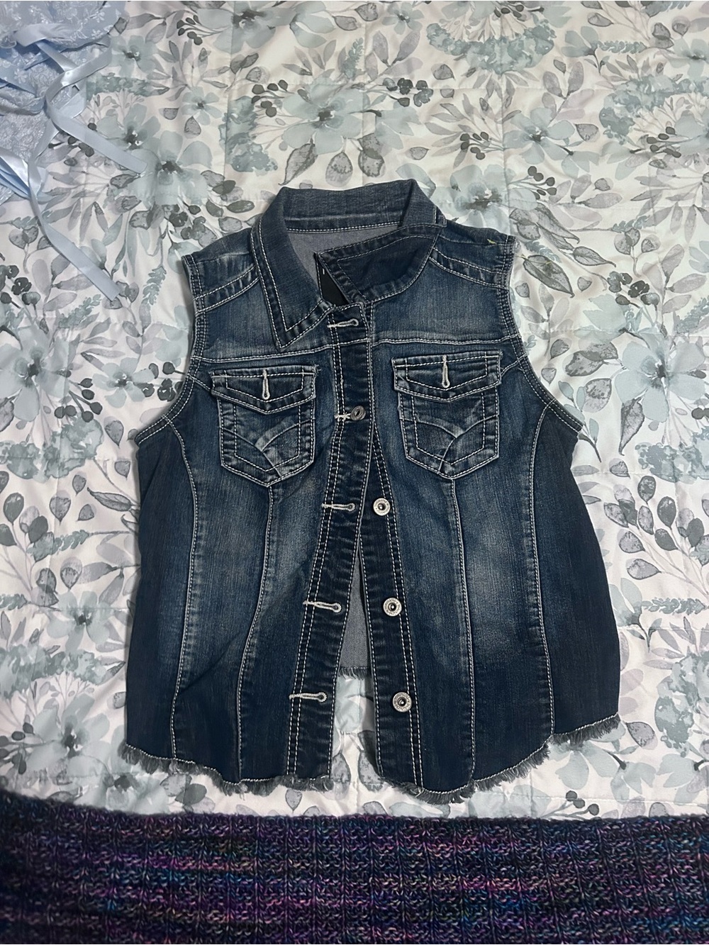 women’s ' Dark Blue Denim Sleeveless Vest